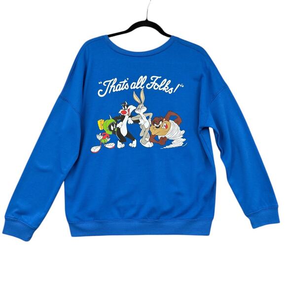 Looney Tunes Blue Looney Tunes Graphic Blue Color Crewneck Sweatshirt Medium - Picture 3 of 6